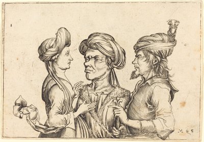 Tres Figuras Orientales de Follower of Martin Schongauer