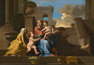 La Sagrada Familia en los Escalones de Follower of Nicolas Poussin