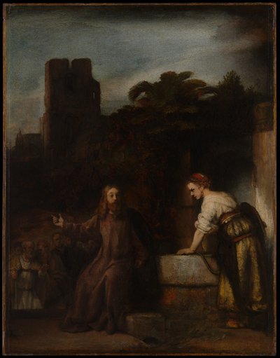 Cristo con la mujer de Samaria de Follower of Rembrandt