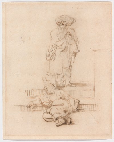 Copia después del Levita y la mujer violada de Follower of Rembrandt van Rijn