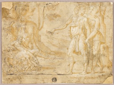 Faustulus y Merentia descubren a Rómulo y Remo de Fontainebleau School