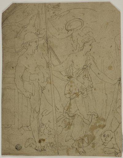 Escena con Mercurio y Minerva de Fontainebleau School