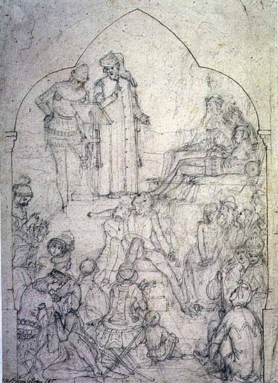 Chaucer en la corte de Eduardo III - Estudio, 1845 de Ford Madox Brown