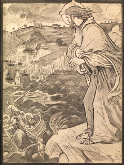 Cristo ve a los discípulos trabajando en el remo de Ford Madox Brown