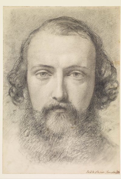 Retrato: Estudio de la cabeza de Daniel Casey (cara completa) de Ford Madox Brown