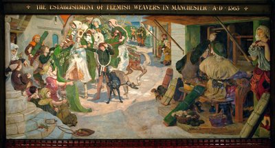 Establecimiento de los tejedores flamencos en Manchester en 1363 de Ford Madox Brown