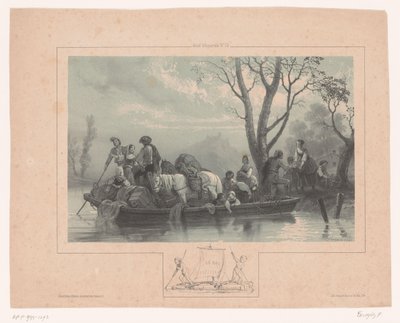 Ferry con caballos y pasajeros
Le bac (título en el objeto)
Motivos para la acuarela (título de la serie)
Motifs d