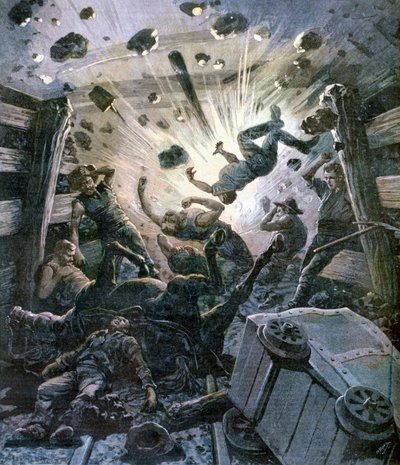 Una explosión de grisú, Francia, 1892 de Fortuné Méaulle