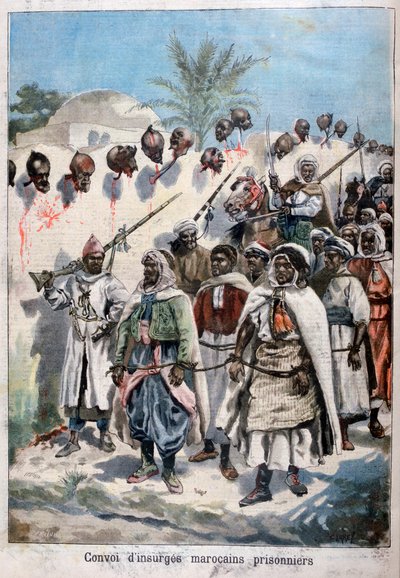 Columna de insurgentes marroquíes capturados en Tadla por el ejército del sultán Abdul-Hafiz, 1897 de Fortuné Méaulle