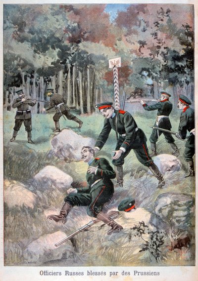 Oficial ruso herido por los prusianos, frontera rusa, 1898 de Fortuné Méaulle