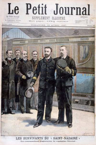 Supervivientes de la Ville de Saint Nazaire, comandante Jagueneau y capitán Nicolai, 1897 de Fortuné Méaulle