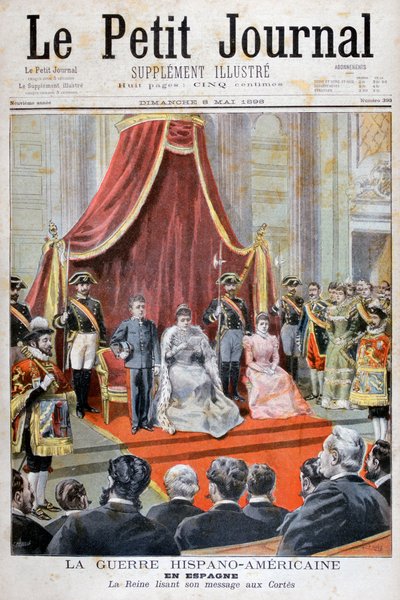 La Reina de España dando un discurso, Guerra Hispanoamericana, 1898 de Fortuné Méaulle