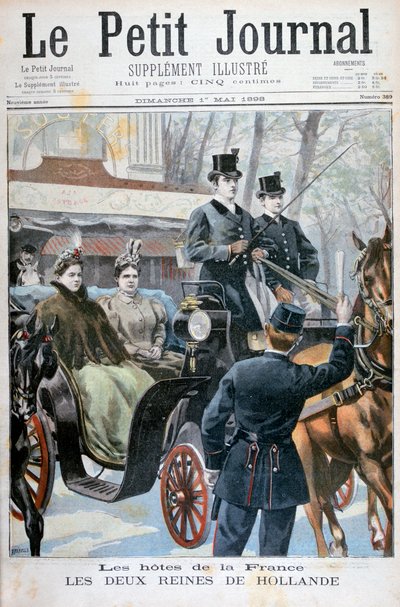 Las dos reinas de Holanda visitando París, Francia, 1898 de Fortuné Méaulle