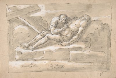 El Cristo muerto llorado por la Magdalena que venera su herida lateral, 1787-1863 de Fortunato Duranti