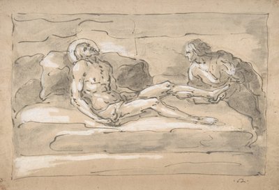 El Cristo muerto llorado por la Magdalena que venera las heridas en sus pies, 1787-1863 de Fortunato Duranti