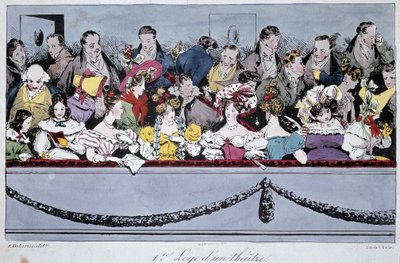 El primer palco de un teatro en el siglo XIX - litografía de Fortune (after) Delarue