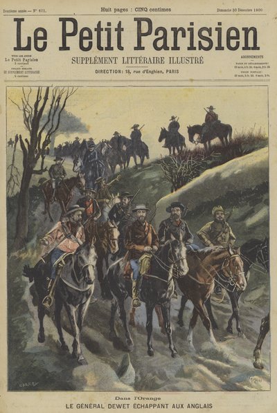 El general bóer Christiaan de Wet eludiendo a las fuerzas británicas en el Estado Libre de Orange de Fortune Louis Meaulle