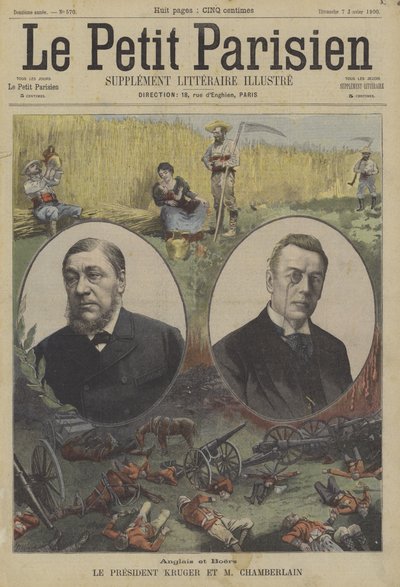 Británicos y bóers: Presidente Kruger de Transvaal y Joseph Chamberlain, Secretario de Estado para las Colonias de Gran Bretaña de Fortune Louis Meaulle