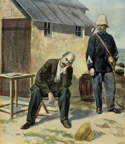 Capitán Alfred Dreyfus prisionero en la Isla del Diablo de Fortune Louis Meaulle