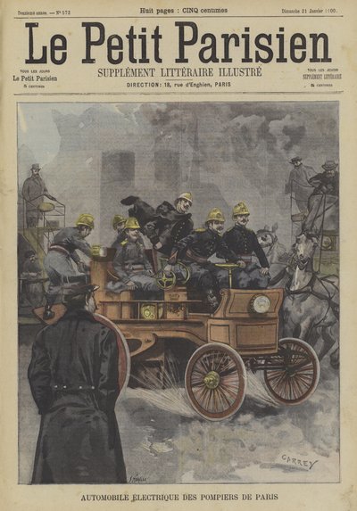 Camión de bomberos eléctrico de la Brigada de Bomberos de París de Fortune Louis Meaulle