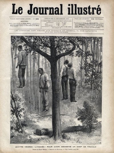 Cuatro hombres negros linchados, golpeados hasta la muerte y colgados por asesinar a un maestro de obras en Florida de Fortune Louis Meaulle