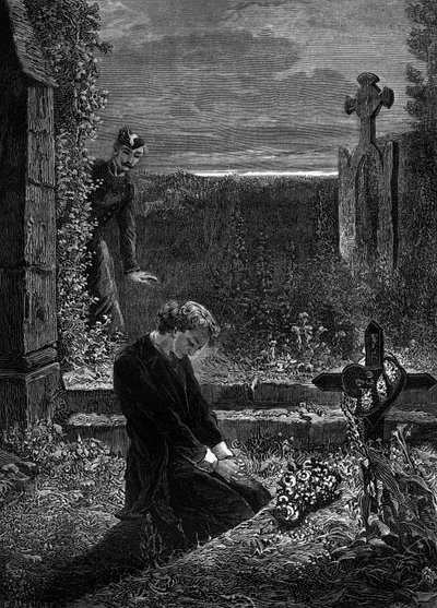 Ilustración para la novela "Los Miserables" de Victor Hugo (3ª parte: Marius), grabado de Meaulle: Marius de Fortune Louis Meaulle