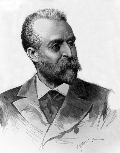 Jaume Ferran i Clua (1851-1929) médico español que trató el cólera en Madrid en 1885, grabado de Meaulle de Fortune Louis Meaulle