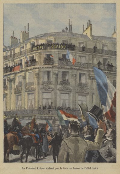 Paul Kruger, ex presidente de Transvaal, en el balcón del Hotel Scribe en París, recibiendo el aplauso de la multitud de Fortune Louis Meaulle