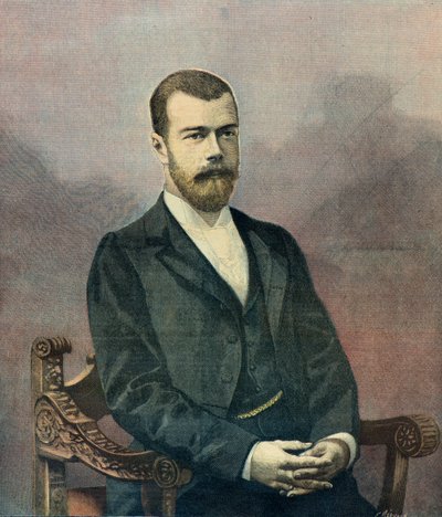 Retrato del zar Nicolás 2 en 1896 (Grabado) de Fortune Louis Meaulle
