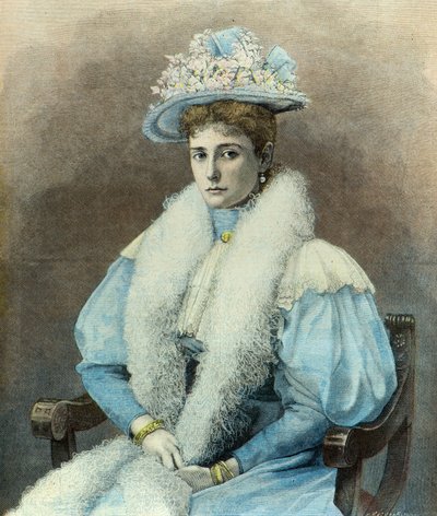 Retrato de la emperatriz Alexandra Feodorovna en 1896 (Grabado) de Fortune Louis Meaulle