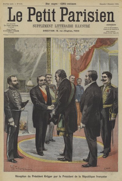 El presidente Emile Loubet de Francia recibiendo a Paul Kruger, ex presidente de Transvaal de Fortune Louis Meaulle