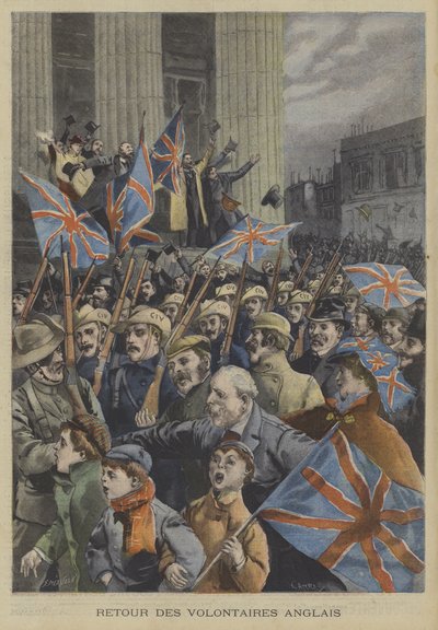 Soldados de los Voluntarios Imperiales de la Ciudad de Londres marchando por Londres a su regreso de la Guerra de los Bóers de Fortune Louis Meaulle