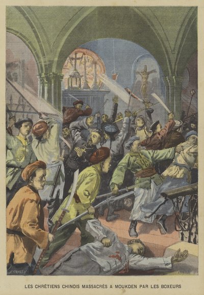 La Rebelión de los Bóxers: cristianos chinos masacrados por bóxers en Mukden, Manchuria de Fortune Louis Meaulle