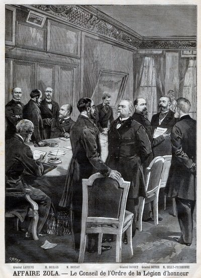 El consejo de la Orden Nacional de la Legión de Honor durante el caso Dreyfus, en grabado de F. Meaulle después de Garrey. “Le Petit Journal”, 24 de abril de Fortune Louis Meaulle
