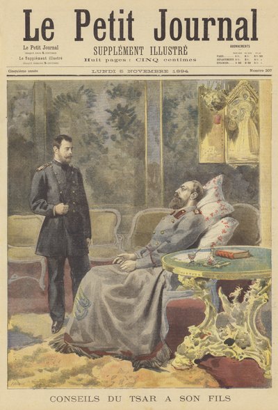 El zar Alejandro III de Rusia moribundo dando consejos a su hijo de Fortune Louis Meaulle