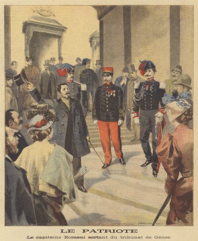 El patriota. Capitán Romani saliendo de su juicio en Génova de Fortune Louis Meaulle