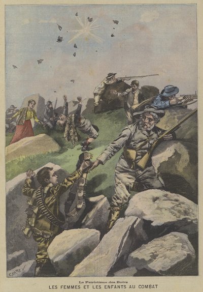 El patriotismo de los bóers: mujeres y niños ayudando en la línea del frente de Fortune Louis Meaulle