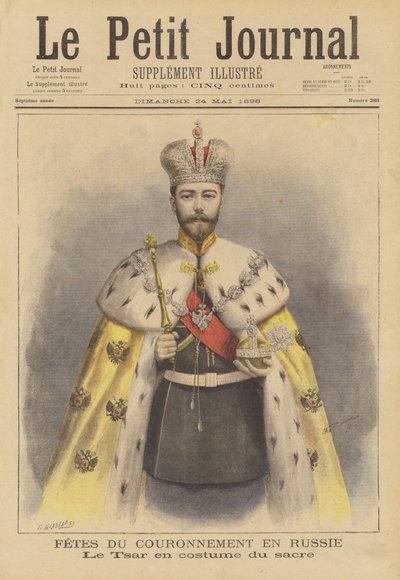 El Zar Nicolás II de Rusia en sus ropas de coronación de Fortune Louis Meaulle