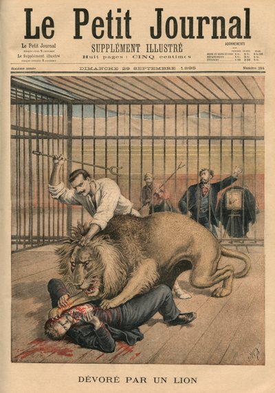 Siendo devorado por un león, ilustración de portada de 