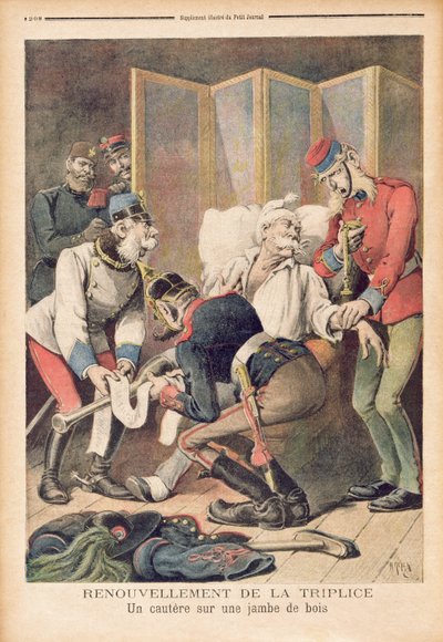 Caricatura de la Triple Alianza de Alemania, Austria e Italia, de 