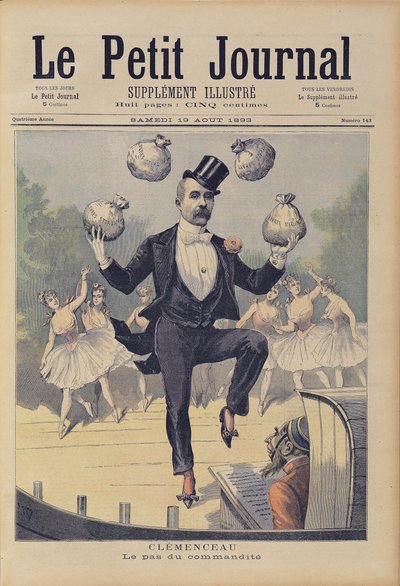Georges Clemenceau (1841-1929) haciendo malabares con bolsas de dinero inglés, de 