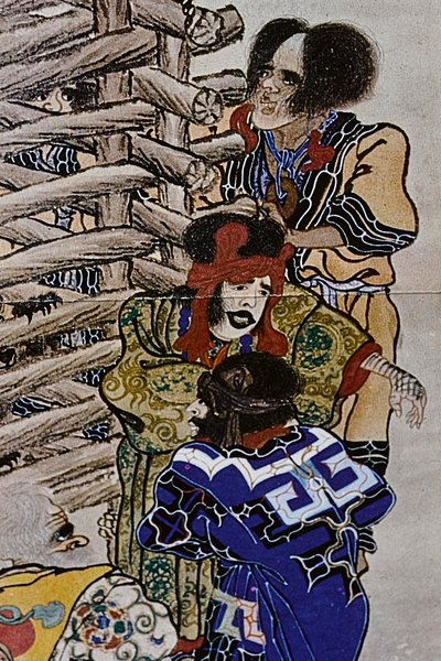 Los grandes líderes ainu del siglo XVIII: Itokoi y Shinichi de Akkeshi, Chosama de Uraashibetsu y Shonko de Noshappu, en particular, ilustración de Fosco Maraini