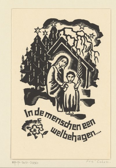 Tarjeta de Navidad de 1933 de Bernard W.M. Ottevanger de Fré Cohen