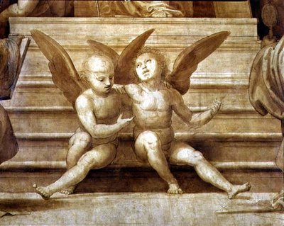 El gran retablo del consejo, detalle que representa dos querubines de Fra Bartolomeo