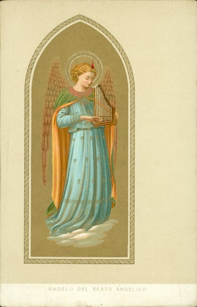 Ángel tocando un instrumento musical (cromolito) de Fra (after) Angelico