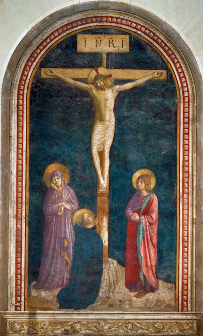 Le Calvaire avec saint Dominique - Crucifixión con Santo Domingo Fresco ... de Fra (c.1387 1455) Angelico