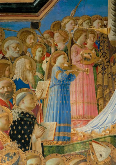 Le Couronnement de la Vierge - la coronación de la Virgen, pintado para el monasterio dominico de Fiesole ... de Fra (c.1387-1455) Angelico