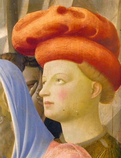 Figura masculina con turbante rojo, (detalle) de la Deposición de la Cruz o el Retablo de la Santísima Trinidad, c.1432 de Fra  Angelico