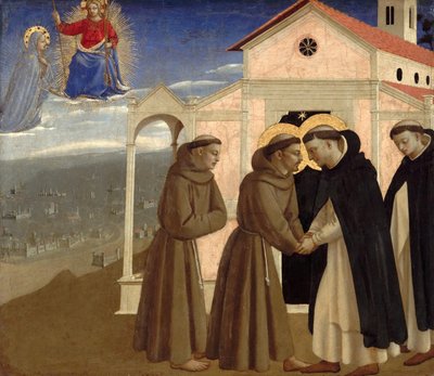 Encuentro de San Francisco y Santo Domingo (Escenas de la vida de San Francisco de Asís), c.1429 de Fra (c.1387 1455) Angelico