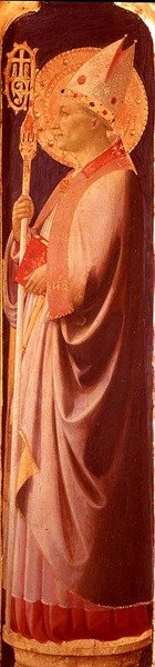 San Agustín, pilastra del reverso del panel lateral derecho del Retablo de Santa Trinita, c.1434 de Fra  Angelico